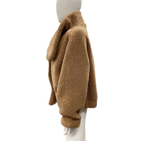 NWOT We The Free - Free People Jacket Women’s SZ L Izzy Wrap Teddy Sherpa Brown - Picture 3 of 5